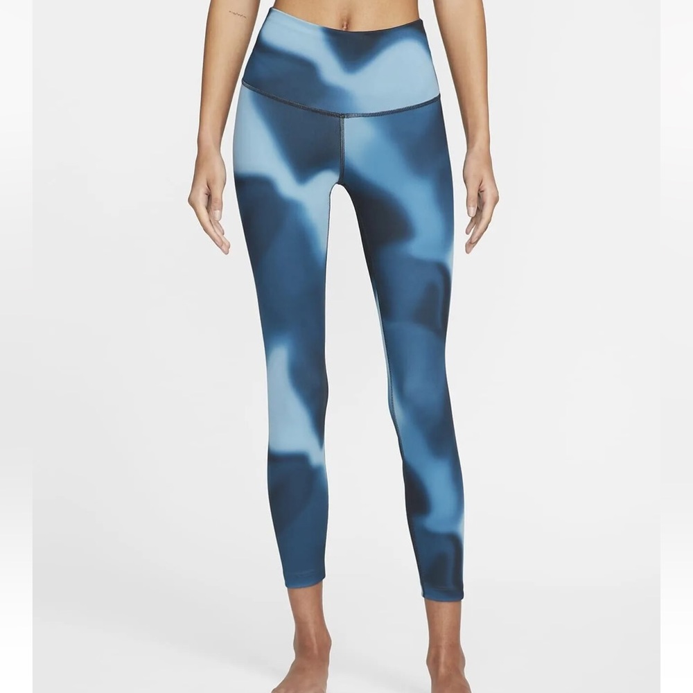 Womens Size XS Nike Yoga Leggings 7/8 Length Tie Dye Blue/Green DM7015-404